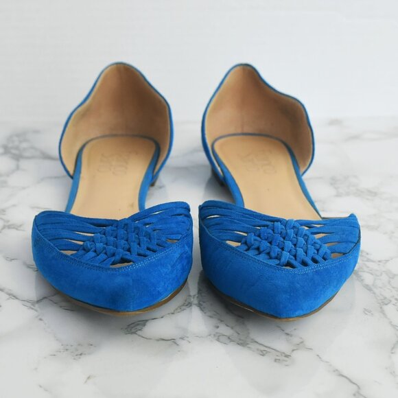 Franco Sarto Braided Pointy Toe Flats Cabalt Blue Suede Size 7 M - Picture 3 of 7